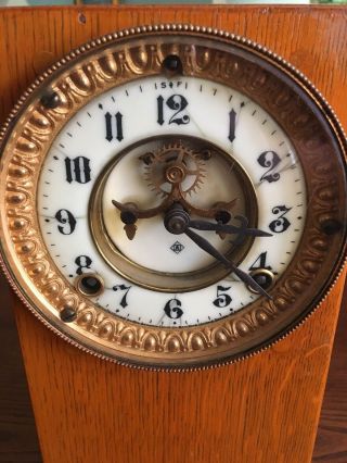 Antique Ansonia Clock With Open Escapement - York Patent Of 1881 1800s