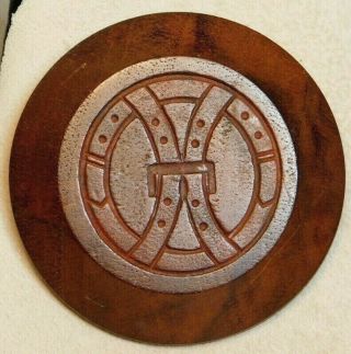 X - Large Antique Vintage Button Carved Walnut Wood Buckle Design C3