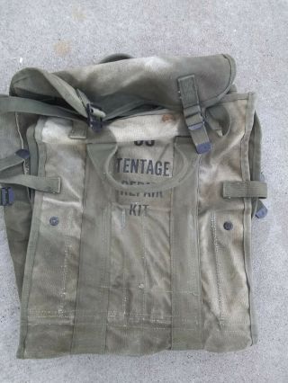 Vintage Military Canvas Camping Hunting Tent Repair Kit Case Us Gi Tool Bag