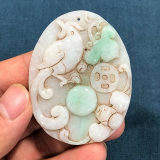 A Grade Chinese Handwork Old Natural Jadeite Jade Bird Collectible Rare Pendant