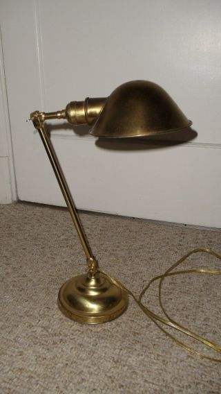 Antique 1910 ' s - 1920 ' s Faries Mfg.  Brass Articulating Industrial Desk Lamp Light 2