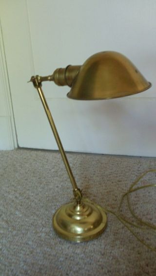 Antique 1910 ' s - 1920 ' s Faries Mfg.  Brass Articulating Industrial Desk Lamp Light 3