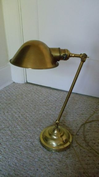 Antique 1910 ' s - 1920 ' s Faries Mfg.  Brass Articulating Industrial Desk Lamp Light 4