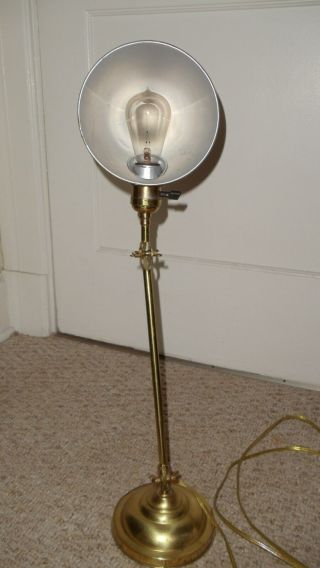 Antique 1910 ' s - 1920 ' s Faries Mfg.  Brass Articulating Industrial Desk Lamp Light 7