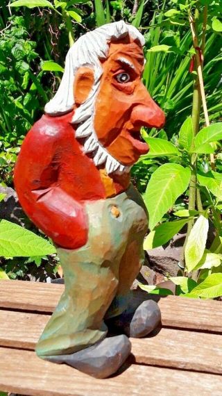 Vintage Norwegian Hand Carved Troll,  Casual Dude,  Expertly Crafted 8 "