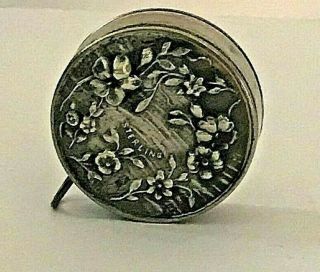 Antique American Sterling Silver Tape Measure Flowers Sewing 388 2