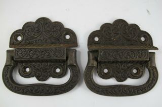 Vintage Forged Heavy Cast Iron Ornate Sea Chest Handles