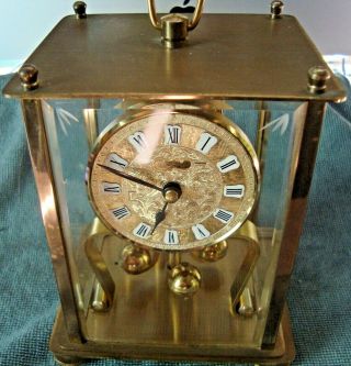 Vintage Kain German Torsion 4 Brass Balls Lantern Good Mantel Clock