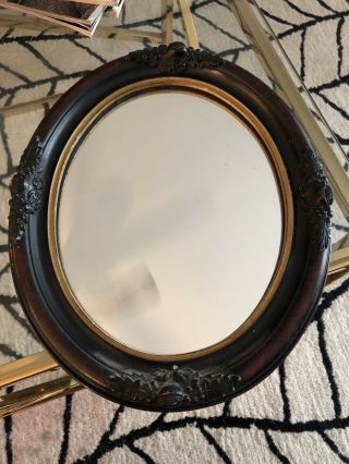 Antique Vintage Wood Carved Oval Frame Mirror with Acorn Accents Jordan Marsh 3