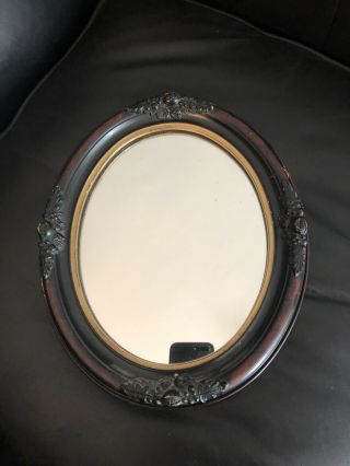 Antique Vintage Wood Carved Oval Frame Mirror with Acorn Accents Jordan Marsh 7