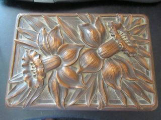 Antique Decorative Folk Art Wooden Box Early 20th C.  Rare