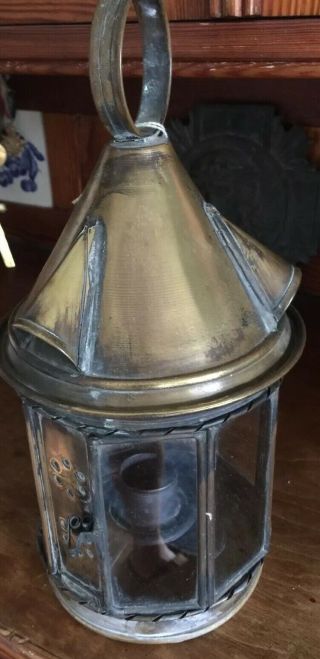 Antique French Brass And Glass Lantern