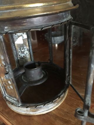 ANTIQUE FRENCH BRASS AND GLASS LANTERN 4