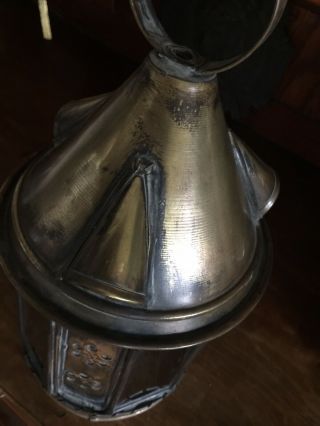 ANTIQUE FRENCH BRASS AND GLASS LANTERN 6