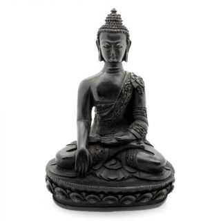 Buddha Statue 7.  5 " Buddhism Dark Resin Meditate Buddhist Shakyamuni