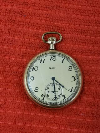 Vintage 12 Size Elgin Pocket Watch 17 Jewels Grade 477 - Runs - Vt220