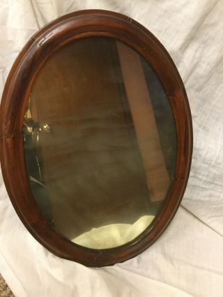 Antique Shaker Oval Shaped Wood Framed,  Silvered Mirror