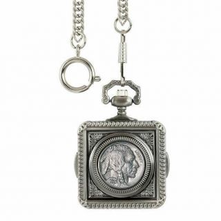 American Coin Treasures Buffalo Nickel Pocket Watch In Silver