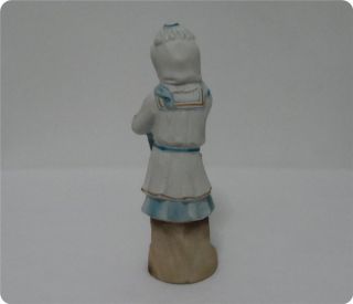 Antique German Porcelain Bisque Figurine Blue Girl,  Young Lady 8.  75 