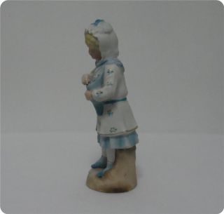 Antique German Porcelain Bisque Figurine Blue Girl,  Young Lady 8.  75 