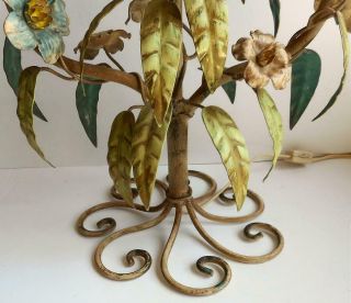Fine Vintage Shabby Chic Tole Painted Floral Metal 3 Light Candelabra Lamp 4
