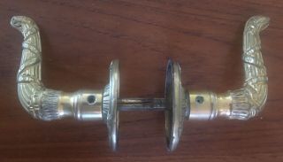 Vintage Guerin Sherle Wagner Door Levers Handles Bronze Brass Ribbon And Reed