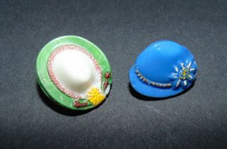 2 Vintage Small Glass Realistic Hat Buttons 512