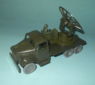 1950s Marx Army Training Center Play Set Plastic Flatbed Truck With Radar Unit