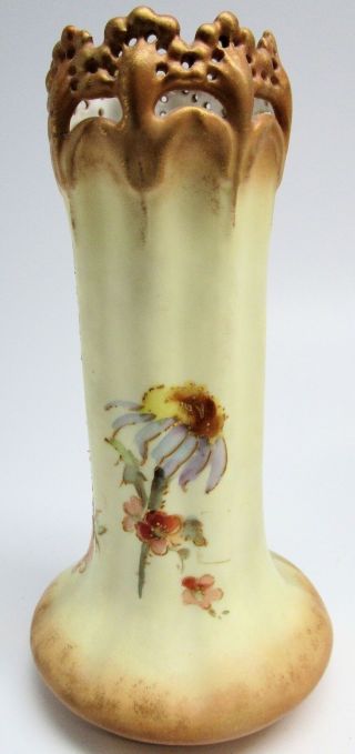 FAB Antique Royal Rudolstadt Hand Painted Vase,  Lacey Golden Top - GORGEOUS 2