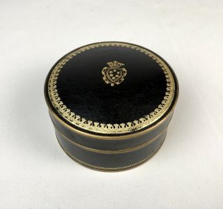 Vintage Italian Black Leather Gilt Gold Embossed Box