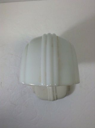 Antique Art Deco Porcelain Wall Sconce Light Fixture,  Glass Shade,  Pull Chain