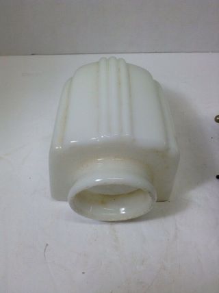 Antique Art Deco Porcelain Wall Sconce Light Fixture,  Glass Shade,  Pull Chain 8