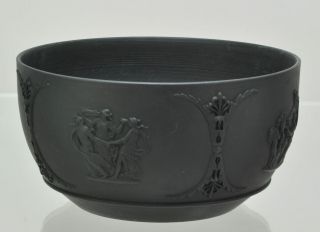 Antique Wedgwood 5 Inch Black Basalt Bowl Classical Figures 19th Century