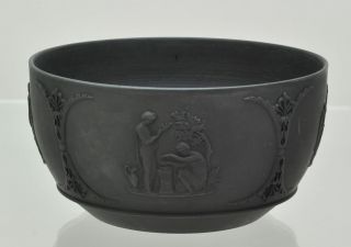 Antique Wedgwood 5 Inch Black Basalt Bowl Classical Figures 19th Century 2