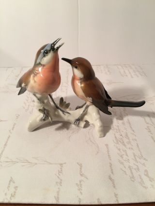 Vintage Karl Ens Set Of Two Porcelain Birds Germany