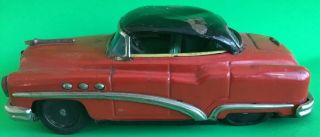 Vintage 30’s Friction Toy Cragstan Stamped Steel Car Buick Sedan Rubber Tires C -