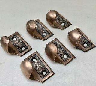 Vintage Set Of 3 Pairs Of Decorative Copper Sash Window Lifts For Period Windows