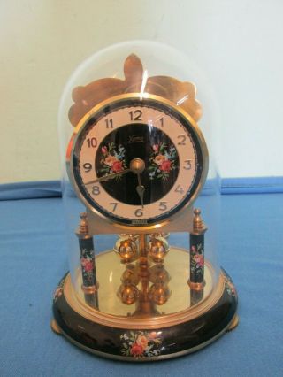 Vintage Mini Floral Koma 400 Day Anniversary Ballerina Pendulum Mantel Clock