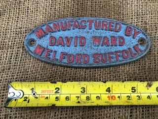Vintage Cast Iron Name Plate Sign Plaque David Ward Long Melford