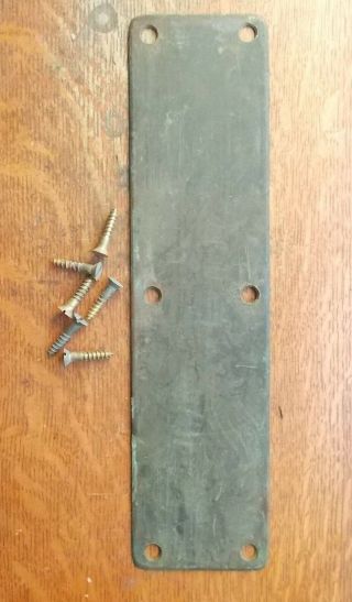 Antique Victorian Brass Craftsman Door Push Plate C1900 With Old Screws