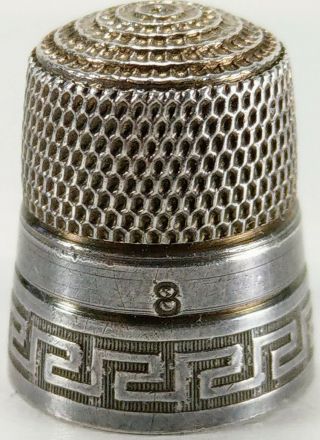 Antique Simons Brothers Sterling Silver Size 8 Thimble 4.  29 Grams