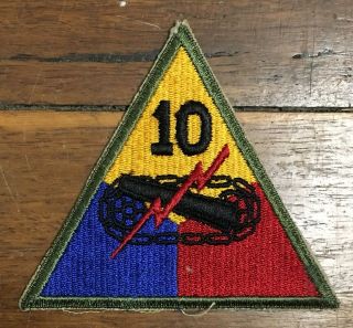 Us Army 10th Armored Division Ww2 Patch Armor Armour “battle Of The Bulge”