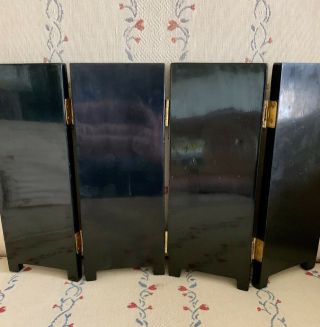 Antique Chinese Inlaid Mother of Pearl lacquer Table Top Screen 4