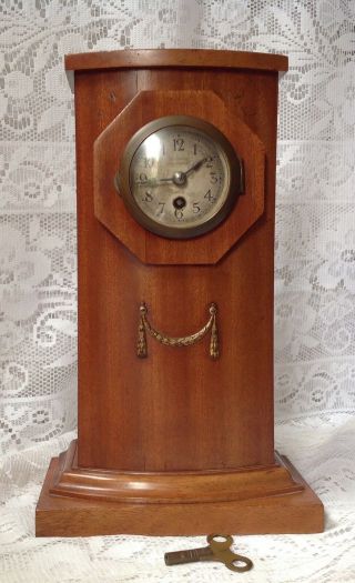 Antique Walnut Mantle Clock Made In Germany By (cb) Badische Uhrenfabrik