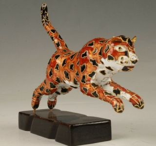 Chinese Cloisonne Enamel Statue Animals Tiger Old Handmade Craft Collec Gift