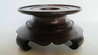 Antique Chinese Carved Wood Pedestal Vase / Jar/ Lamp Stand For 4 " Vase Base