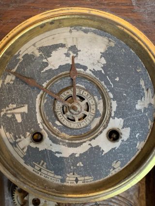 Antique HAVEN Clock Co Cunard Oak Victorian Mantle Clock 8 Day T & S Project 3