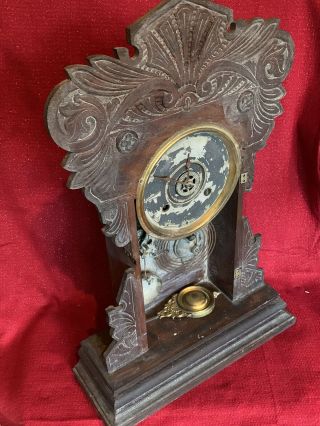 Antique HAVEN Clock Co Cunard Oak Victorian Mantle Clock 8 Day T & S Project 6