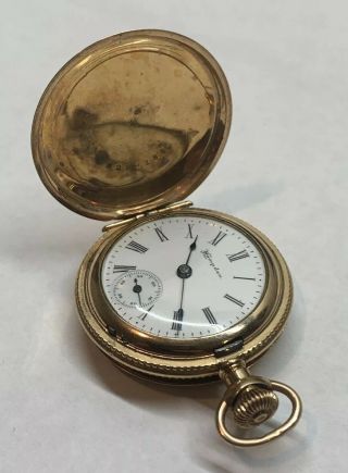 1902 Hampden Molly Stark 3/0 Pocket Watch 7 Jewel Dueber Hunt Case 14k Gold Fill