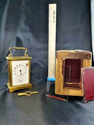 Antique John Wanamaker French Carriage Clock W/ Key & Traveling Box 1800 